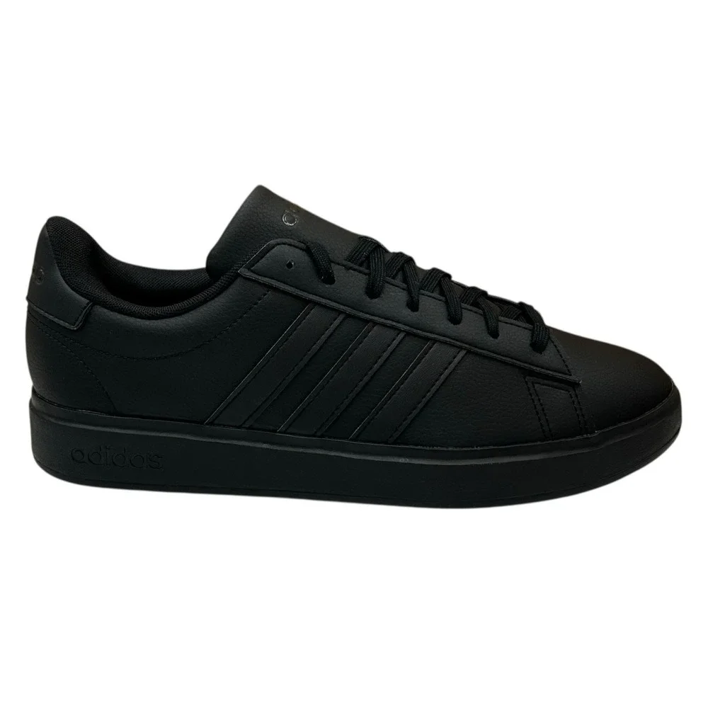 Adidas Men's Grand Court 2.0 Low Top Casual‎ Sneakers Size 8.5 Solid Black Shoes